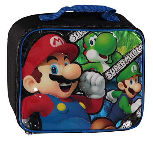 Book Cover Nintendo Boys Super Mario 3D Character Lunch Bag (Black/Blue)
