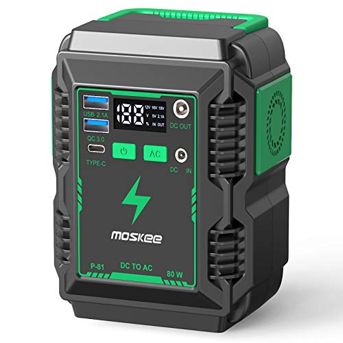Moskee Portable Power Station 74Wh 20000mAh with 110V/80W (Peak 150W) AC Outlet Camping Solar Generator Lithium Battery Backup Power Supply 3 USB Ports for Outdoor Camping Travel Emergency