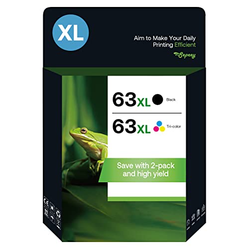 Sepeey Remanufactured for HP 63XL Ink Cartridges Combo Pack, 1 Black+1 Tri-Color, with Ink Level Display, Used in HP Envy 4520 4516 Officejet 4650 3830 3831 4655 Deskjet 2130 2132 1112 3630 3633 3634