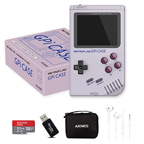 AKNES Raspberry Pi Zero and Zero W Case, Retroflag GPi CASE with 3.5mm Earphone, Micro SD Card, Card Reader, Heatsink and Portable Bag - with Safe Shutdown