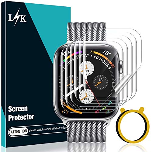 6 Pack LÏŸK Screen Protector Compatible for Apple Watch 42MM Series 3 2 1 with Circle Installation Tool, Self Healing, Bubble Free for iWatch 3 2 1 42MM Flexible TPU Film