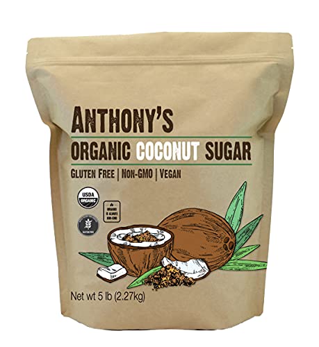 Book Cover Anthony's Organic Coconut Sugar, 5lb, Gluten Free, Non GMO, Vegan, Natural Sweetener