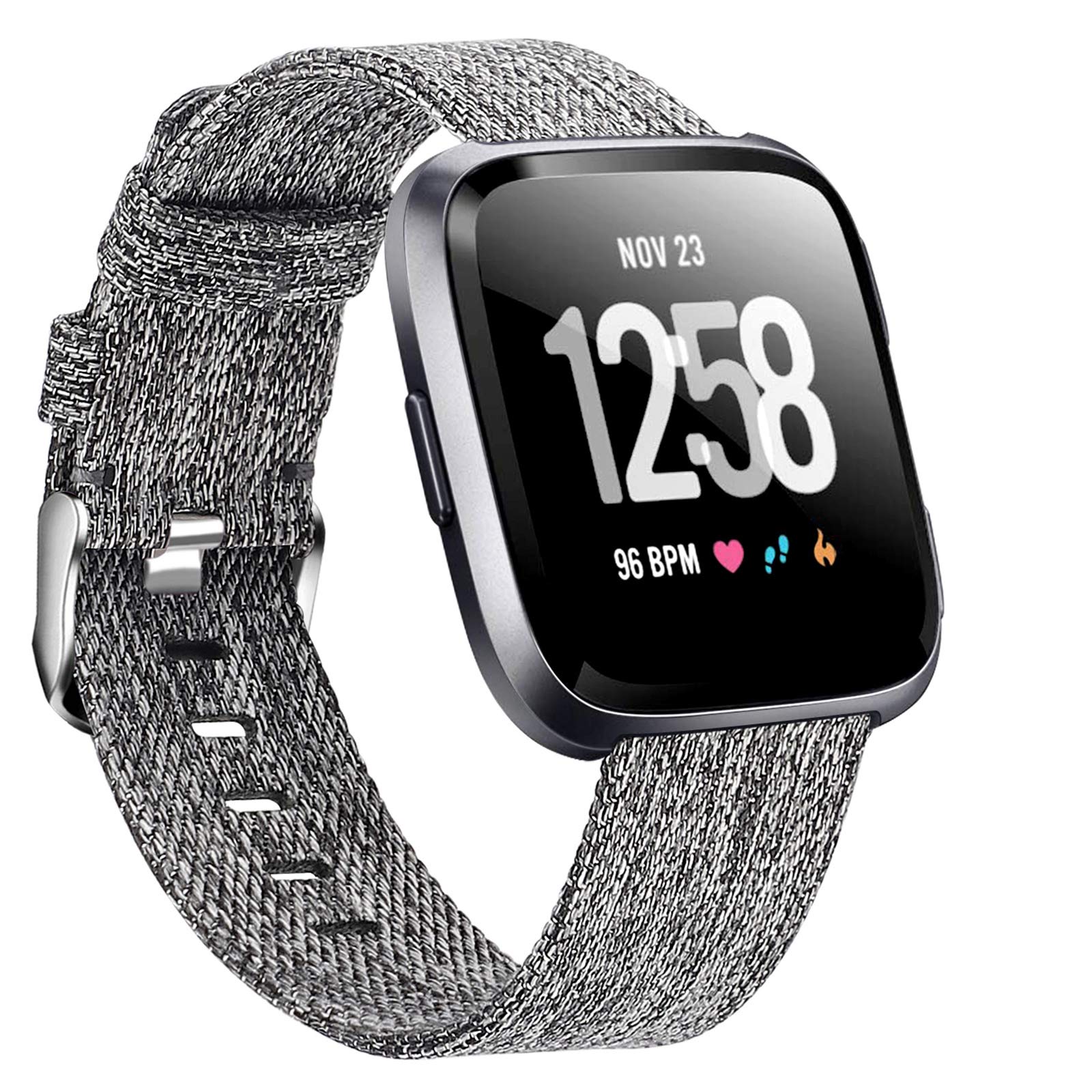 Welltin Bands Compatible with Fitbit Versa/Fitbit Versa 2/Fitbit Versa Lite for Women Men, Breathable Woven Fabric Strap, Quick Release, Adjustable Replacement Wristband for Fitbit Versa Smart Watch