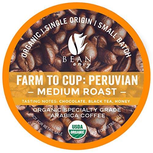 Bean Envy Organic Single Serve Coffee Pods - Fair Trade, Specialty Grade, Small Batch, Medium Roast - Compatible With Keurig Brewers - Peruvian (16ct)