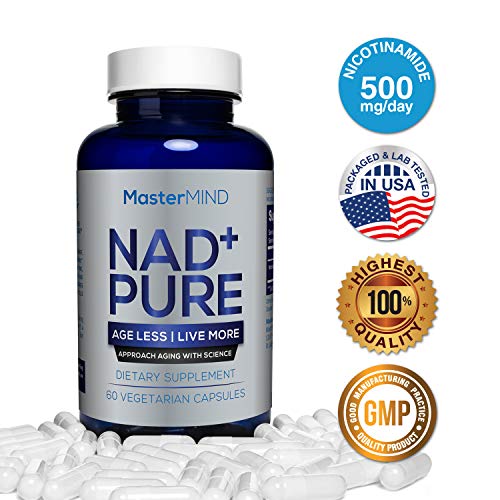 NAD+ Pure (500mg) I Nicotinamide Supplement I NAD+ Booster | Natural Cell Repair, Anti Aging, Energy, Boost Metabolism, Muscle Recovery, Brain Nootropic, Reduce Stress I Vitamin B3 I 60 Capsules