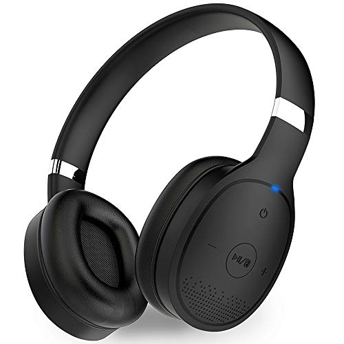 1Mii Long Range Bluetooth 5.0 Headphones, Wireless On Ear Headphones with Mic, Deep Bass, 24 Hours Playtime for PC, Cell Phones - Black