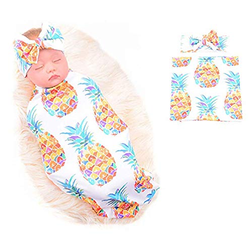 Newborn Receiving Blanket Headband Set - Unisex Baby Receiving Blankets Girl Boy