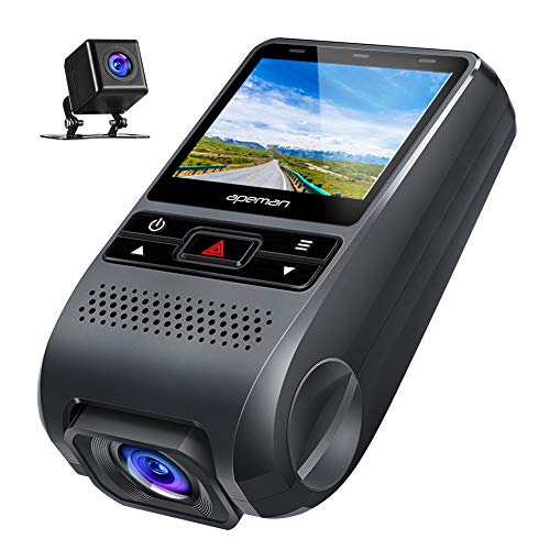 APEMAN Dash Cam, Front and Rear Camera FHD 1080P for Cars 170 Wide Angle Support GPS, Motion Detection, Night Vision, G-Sensor, Parking Monitor, Loop Recording, WDR