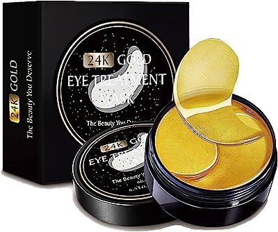 VANELC 24k Gold Eye Mask，Collagen Under Eye Patches，Eye Treatment Mask, Under Eye Bags Treatment, Under Eye Masks for Puffy Eyes, Anti-Aging,Anti-Wrinkle and Fine Lines, Under eye Dark Circles