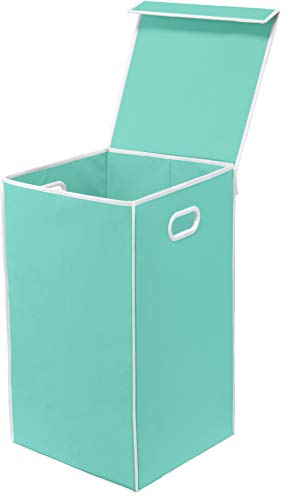 Simple Houseware Single Laundry Basket with Lid, Turquoise