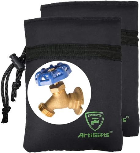 ArtiGifts Pro Outdoor Water Faucet Cover Socks for Winter Freeze Protection, 5.9" W x 7.7" H, Black, Set of 2