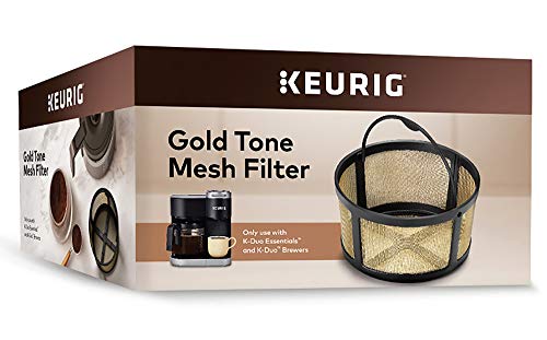 Book Cover Keurig Reusable Ground Coffee Filter Compatible Essentials and K-Duo Brewers only, Eco-Friendly Way to Brew a Carafe, Gold Tone Mesh
