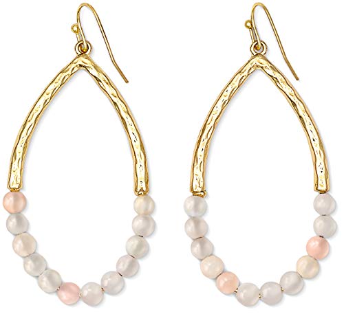 Rose Quartz Teardrop Earrings | 14k Gold Dipped Rose Quartz Earrings | Hypoallergenic Gold Earrings Nickel Free Earrings For Women | Dainty Dangle Earrings For Your Complete Boho Look