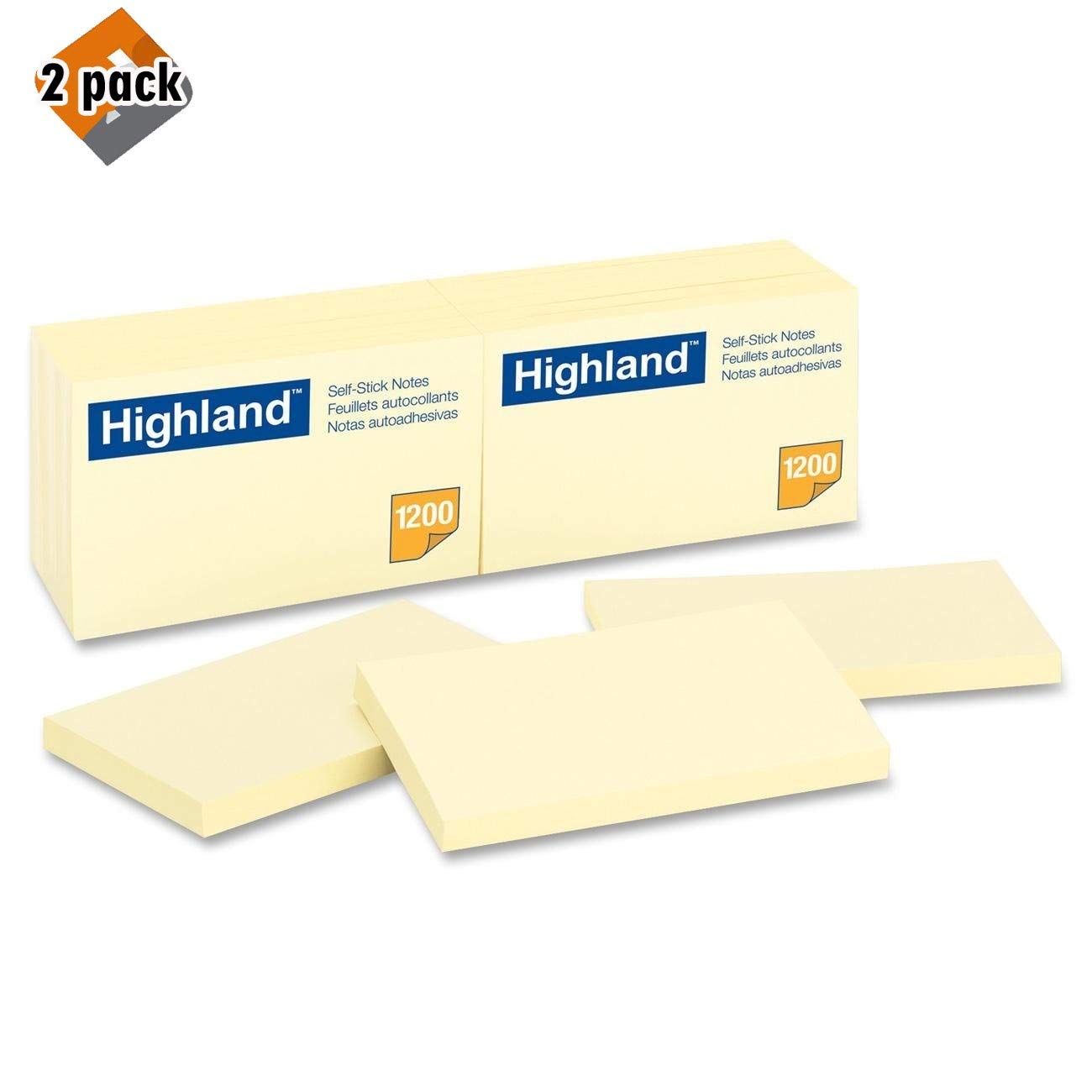 Book Cover Highland Notes, 3 x 5-Inches, Yellow, 100 Count, Pack of 12 (6559) - 2 Pack