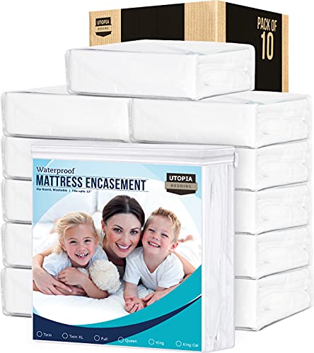 Utopia Bedding Zippered Twin Mattress Encasement Waterproof Mattress Protector (Bulk Pack of 10, Twin)