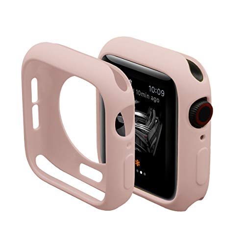 Book Cover Hontao Ultra Thin Soft TPU Shockproof Built in Bumper Protector for iWatch Case 38mm 40mm 42mm 44mm Series 3/2/1 Sand Pink 38mm
