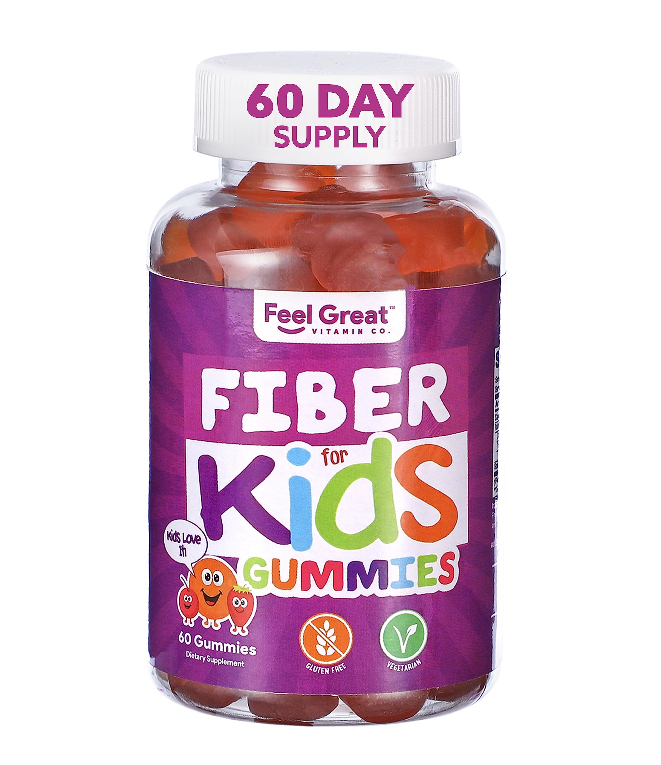 Book Cover Feal Great Fiber Gummies for Kids Digestive Support | Constipation Relief for Kids | Fruity Flavored Chewable Kids Fiber Gummies | Vegetarian Supplements | 60 Day Supply