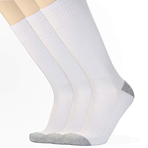 Awesome 360 Men's Cotton Half Cushion Over-the-calf Socks White & Grey 3 Pack 10-13
