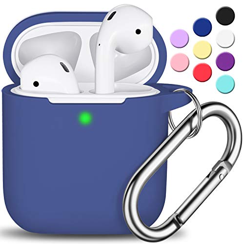 Book Cover AirPods Case Cover with Keychain, Full Protective Silicone AirPods Accessories Skin Cover for Women Girl with Apple AirPods Wireless Charging Case,Front LED Visible-Royal Blue