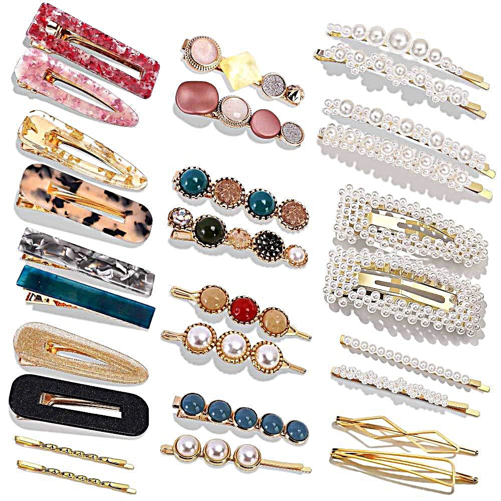 28 Pcs Hair Clips Barrettes for Women Girls, Acrylic Resin Hair Accessories, Sweet Handmade Hair Clips Bobby Pins Hairpin Headwear 28 Count (Pack of 1)