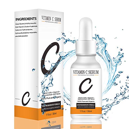 Vanelc Vitamin C Serum for Face,Plus Super Serum 20% With Hyaluronic,Acid Anti Aging Anti-Wrinkle Facial Serum Intense Hydration + Moisture, Non-greasy, Paraben-free-Best Hyaluronic Acid