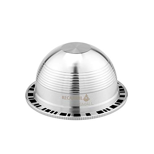 Blusea Coffee Capsule, Stainless Steel Refillable Reusable Coffee Pod Holder Filter Set for Espresso Nespresso Vertuo Capsule Pod Vertuoline GCA1 and Delonghi ENV135 Coffee Machine