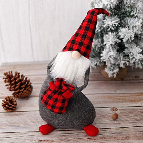 D-FantiX Christmas Santa Claus Plush Figurines Long Hat Plush Toys Handmade Home Decor Collectible Figurines Desktop Ornament (Mr)