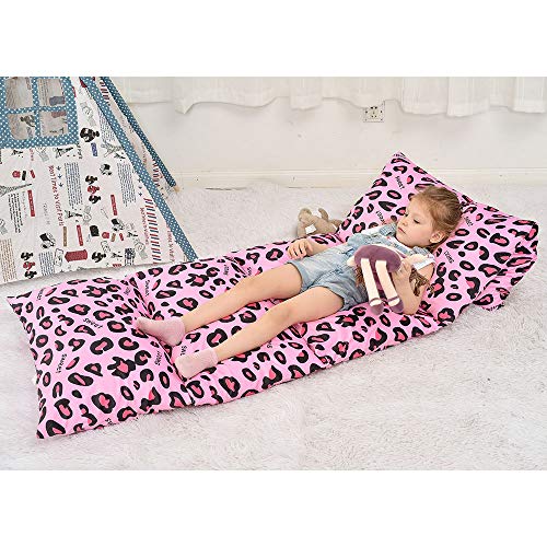Book Cover Ohnanana Kids Floor Pillows Bed Cover, Soft Plush,Perfect for Sleepovers Party,Lounger, Seating,Nap Mat,Reading Nook,Playing,Chair.Cover Only (Pink Leopard)
