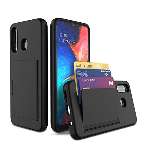Book Cover Galaxy A20 Case, Galaxy A30 Case, Leeyan Dual Layer Smooth Hard Back Cover Soft Inner Wallet Pocket Credit Card ID Protective Case for Galaxy A20 / Galaxy A30 (Black)