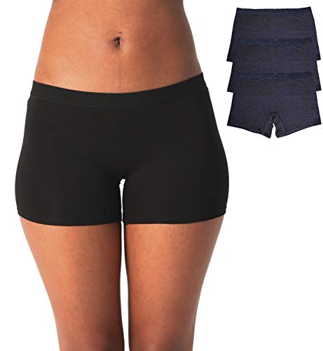 EVARI Women's Boyshort Panties Viscose Underwear Pack of 3 (Black, Medium)