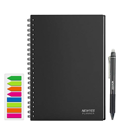 Reusable Planner Notebook, Personal Organizer A5 Smart Notebook Erasable Cloud Storage(Daily Planner,103 Pages,Black)