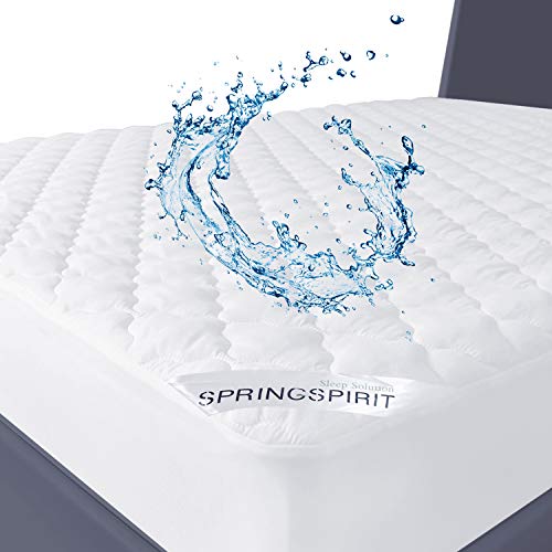 Book Cover Mattress Pad Cover Waterproof California King Size, Breathable & Ultra Soft California King Mattress Protector Quilted Fitted with Deep Pocket Strethes up to 18