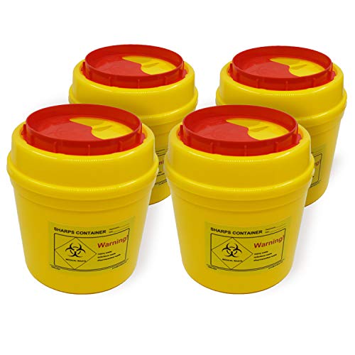 4-Pack Sharps Containerï¼ˆ1/2 Quartï¼‰,Sharps Needle Disposal Containers,Biohazard Containers Sharps Box Small Sharps Container Needle Disposal Box