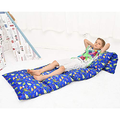 Book Cover Ohnanana Kids Floor Pillows Bed Cover, Soft Fleece,Perfect for Sleepovers Party,Lounger, Seating,Nap Mat,Reading Nook,Playing,Chair.Cover Only (Blue Dino)