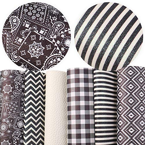 Book Cover David Angie Geometric Pattern Printed Glitter Faux Leather Sheet Assorted 6 Pcs 8