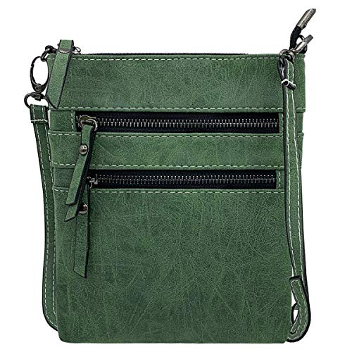 SY-Athena Essential Casual Functional Multi Pocket Double Zipper Crossbody Purse Bag for Women - Removable Adjustable Strap