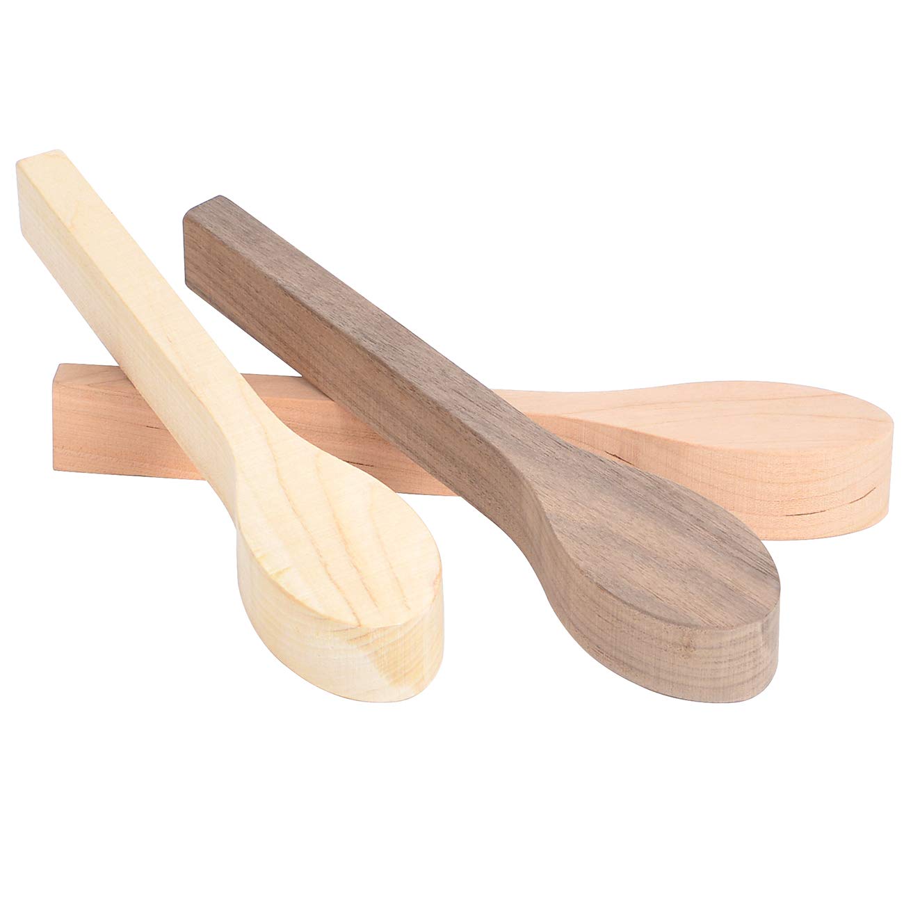 Book Cover 3Pcs Wood Carving Spoon Blank Unfinished Wooden Craft Whittling Kit for Whittler Starter Kids,Basswood +Walnut +Cherry 3 Wood
