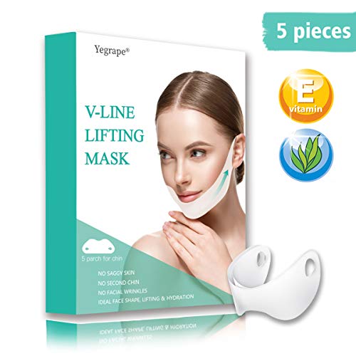 Yegrape V Line Face Lift Double Chin Reducer Neck Mask Face Intense Lifting Layer Mask Double Chin Reducer Moisturizes and Tightens Mask 5pcs