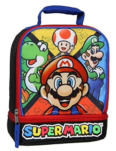 Book Cover Super Mario Luigi Toad Yoshi Dual Compartment Insulated Lunch Box Lunch Bag Soft Kit Cooler