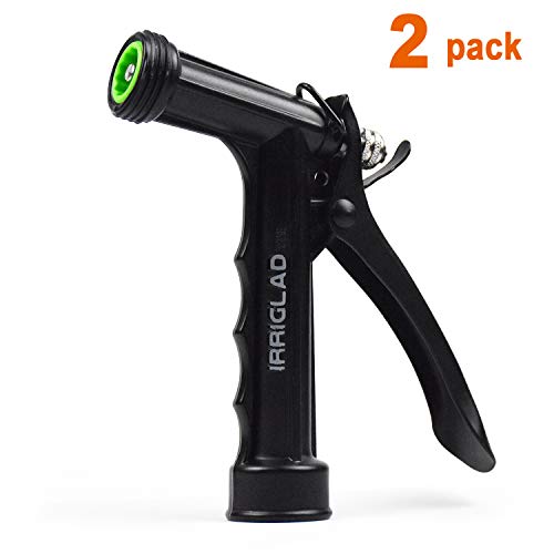 Book Cover IRRIGLAD Hose Nozzle 2 Pack, Full Size Pistol Grip Water Nozzle Sprayer with Threaded Front, High Pressure Nozzle, Adjustable Spray Water Flow for Watering Plants, Showering Pet, Washing Car, Cleaning