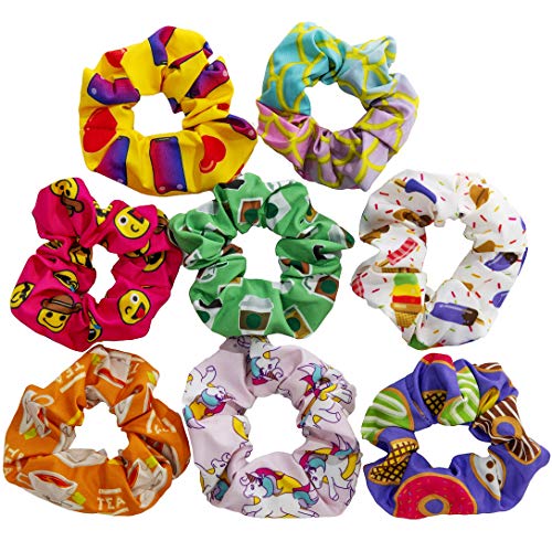Book Cover Scrunchies for Hair (8-Pack) | Kids Love These Cute Designed Hair Scrunchies! | A Huge Variety of Scrunchie Colors in this Velvet Scrunchies Pack! | These Hair Scrunchies are Perfect for Thick Hair