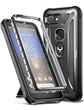 YOUMAKER Kickstand Case for Google Pixel 3a, Full Body Shockproof with Built-in Screen Protector Front Cover Rugged Protection Case for Google Pixel 3a 5.6 Inch (2019) - Black