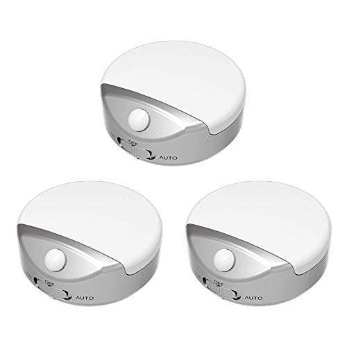 Closet Light, AUSPICE Under Cabinet Lighting Motion Sensor Puck Light, LED Battery Operated Night Lights Stick Up Anywhere with No Tools, Perfect for Closet,Staircase, Hallway, Bedroom,Kitchen(3 Pack)