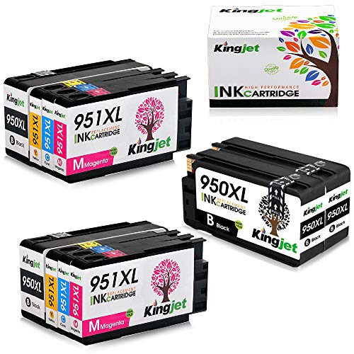 Kingjet Compatible Ink Cartridge Replacements for HP 950XL 951XL Use with HP Officejet Pro 8100 8600 8610 8620 Printers, 10 Pack (4BK 2C 2M 2Y)
