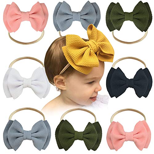 Baby Girl Nylon Headbands, Baby Hairbands Infant Toddler Headbands Elastics, Soft Hair Bows Petal Flower Knotted Accessories for Newborn