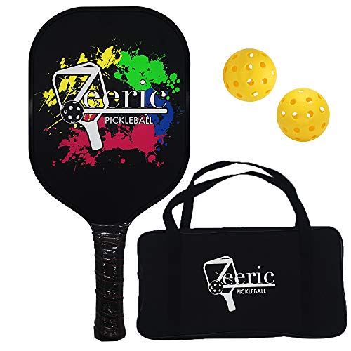 Zeeric Pickleball Paddle, 2 Balls and Cloth Bag