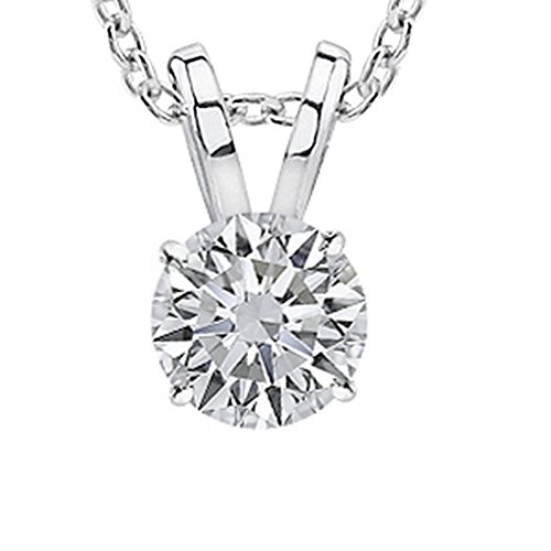 Houston Diamond District 0.5 to 2 Carat 18K White Gold GIA Certified Round Cut Diamond Pendant Necklace Luxury Collection (D-E Color, VS1-VS2 Clarity) 2 Carat 20 Inches