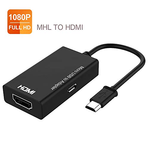 MHL Micro USB to HDMI Cable Adapter, MHL to HDMI Adapter, MHL 5pin & 11pin to HDMI 1080P Video Graphic Converter, Cable Adapter with Video Audio Output (Black)