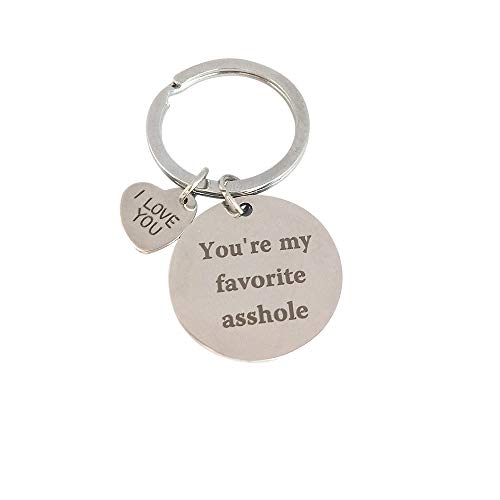 Fashion Stainless Steel Key Chain Ring I Love You-You Are MY Favorite Pendant Family Friend Gift