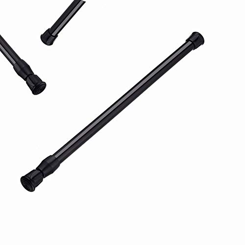 Wellgoods Black Spring Curtain Tension Rod Adjustable Extension Rod for Cupboard Bathroom Window Closet -15.7 to 27.5 Inches